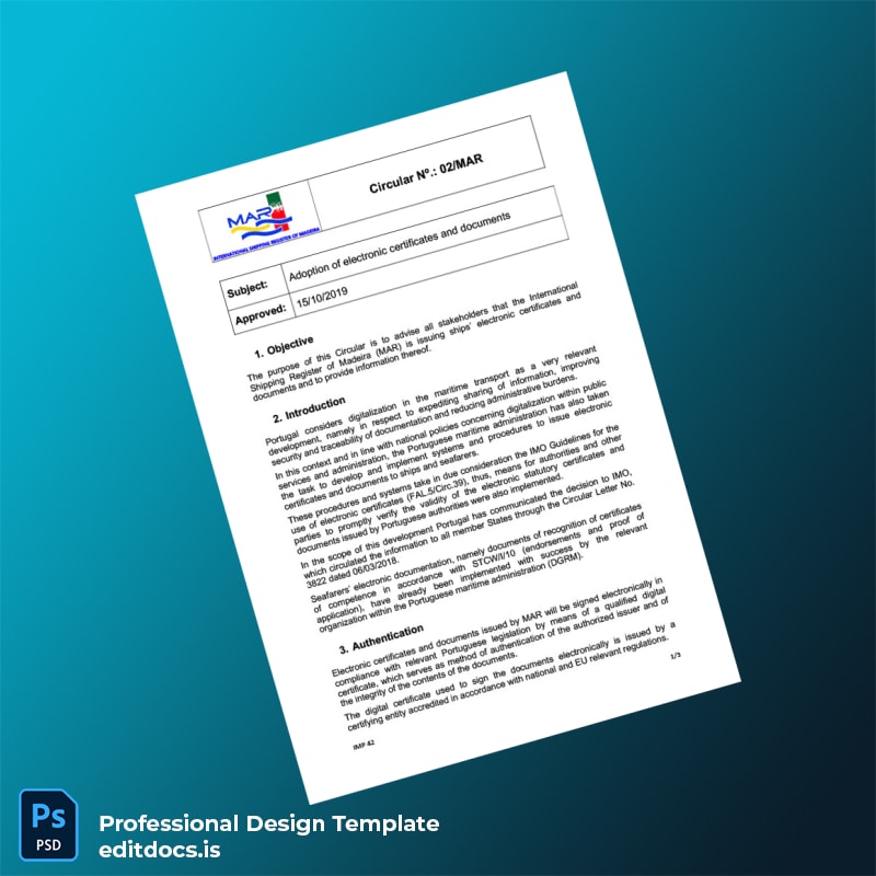Editable Portugal International Shipping Register of Madeira Business Registration Certificate Template (Word&PDF) Page Preview - EditDocs