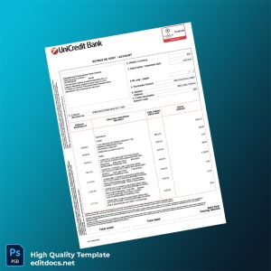 Romania Unicredit Bank Account Statement Template in Word and PDF formats