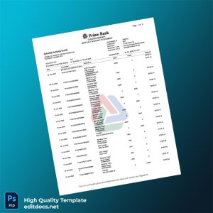 Salary Bank Statement Template in Word and PDF formats