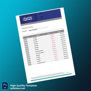 Saudi Arabia Bank Editable Transaction History Template in Word and PDF formats