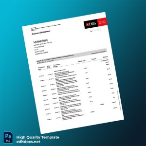 Singapore DBS Account Statement Template in Word and PDF formats