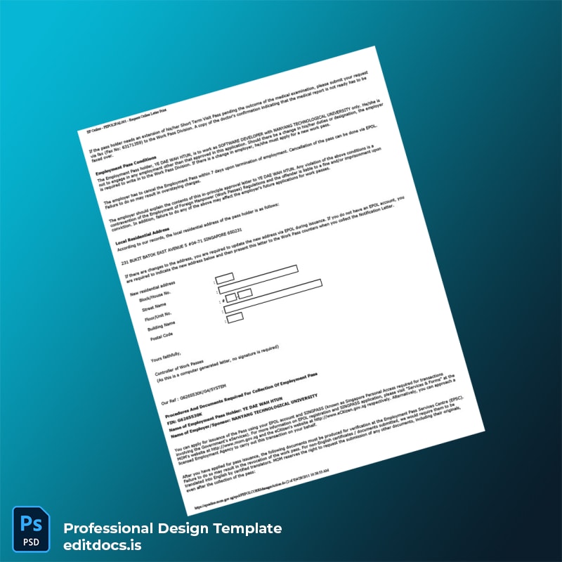Editable Singapore Nanyang Technological University Employment Verification Letter Template in Word and PDF formats page 2 Page Preview - EditDocs