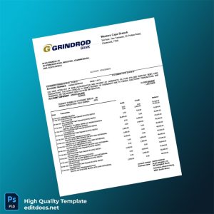 South Africa Bank Grindord Statement Template in Word and PDF formats