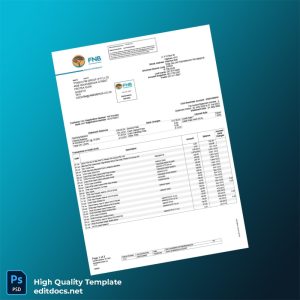 South Africa FNB Bank Statement Template in Word and PDF formats