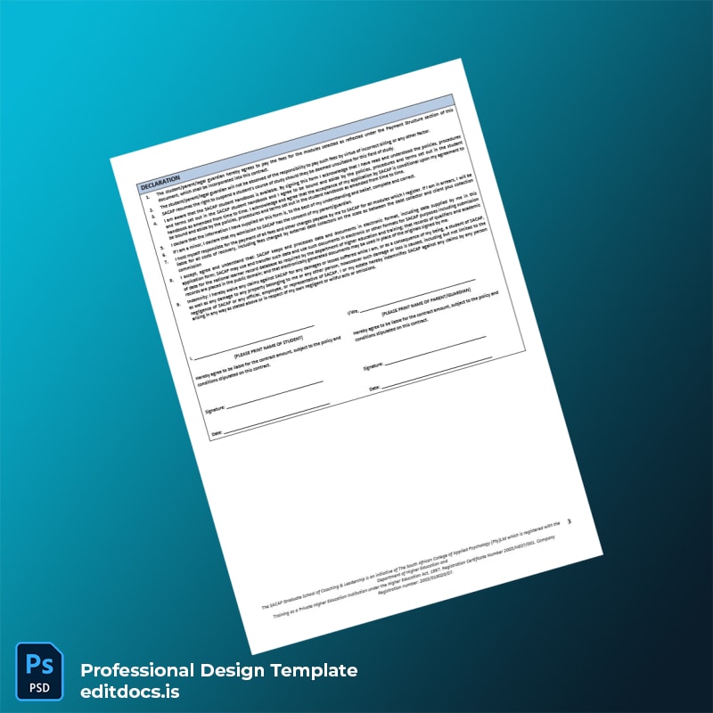 Editable South Africa SACAP Coaching Registration Form Template in Word and PDF formats page 3 Page Preview - EditDocs