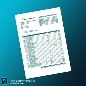 Spain Banc March Bank Account Statement Template in Word and PDF formats