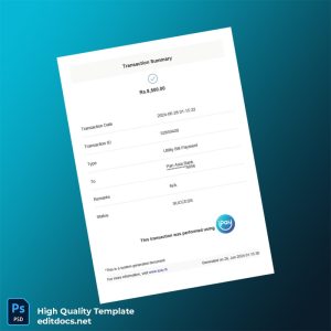 Sri Lanka Pan Asia Bank Editable Utility Bill Template in Word and PDF formats