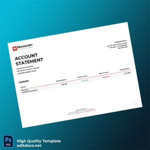 Switzerland Dukascopy Bank Statement Template in Word and PDF formats