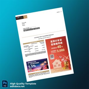 Taiwan DBS Bank Statement Template in Word and PDF formats