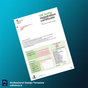 Editable UK DVLA Trailer Registration Certificate Template (Word&PDF) Page Preview - EditDocs