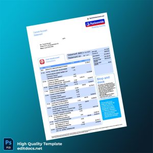 UK NBS Bank Statement Template in Word and PDF formats