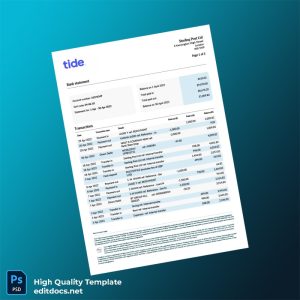 UK Sterling Post Ltd Bank Statement Template in Word and PDF formats