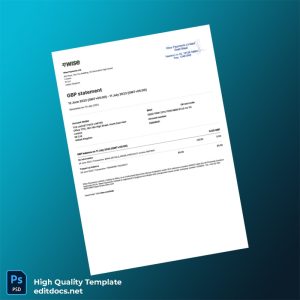 UK Wise Payments Ltd Bank Statement Template in Word and PDF formats