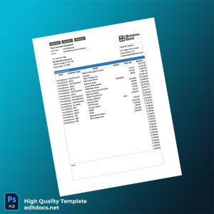 US Bit Manufacturing Ltd Bank Statement Template in Word and PDF formats