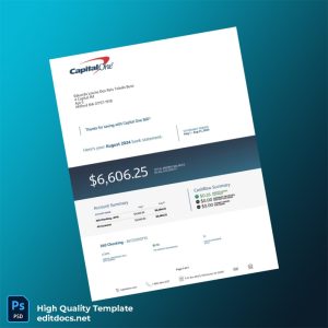 USA Capital One Account Statement Template in Word and PDF formats