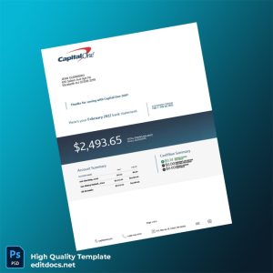 USA Capital One Bank Statement Template in Word and PDF formats
