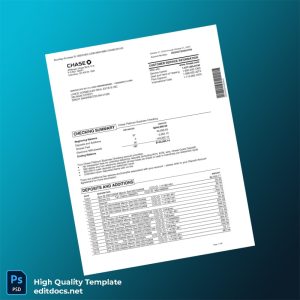 USA Chase Business Bank Statement Template in Word and PDF formats