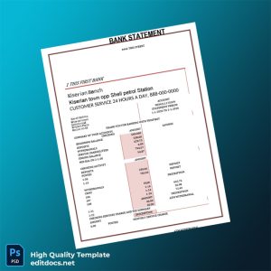 USA First Bank Bank Statement Template in Word and PDF formats