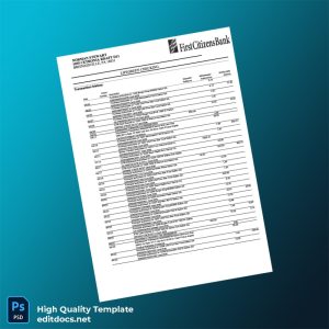 USA First Citizen Bank Statement Template in Word and PDF formats