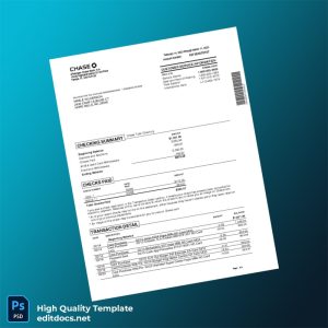 USA JPMorgan Chase Bank Statement Template in Word and PDF formats