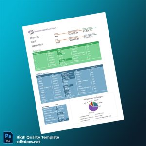 USA Monthly Bank Statement Template in Word and PDF formats