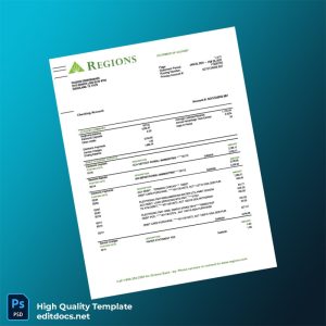 USA Regions Bank Statement Template in Word and PDF formats