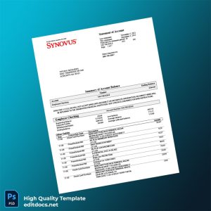 USA Synovus Bank Statement Template in Word and PDF formats