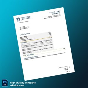 USA USAA Bank Statement Template in Word and PDF formats
