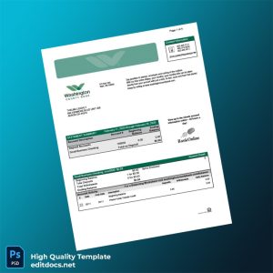 USA Washington County Bank Statement Template in Word and PDF formats