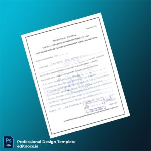 Editable Uganda District Non Governmental Organizations Monitoring Committee Certificate of Registration Template (Word&PDF) Page Preview - EditDocs