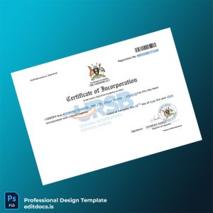 Editable Uganda Uganda Registration Services Bureau Certificate of Incorporation Template (Word&PDF) Page Preview - EditDocs