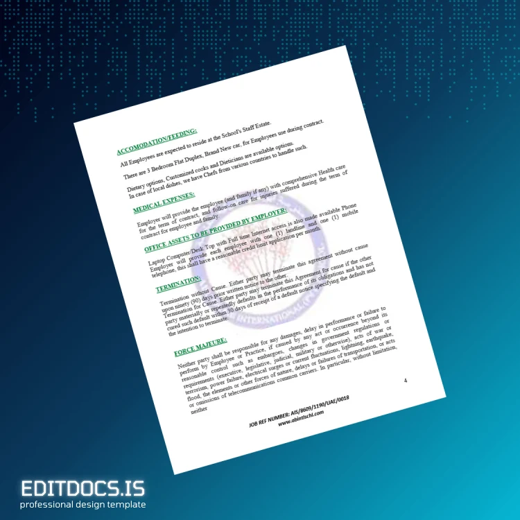 Editable United Arab Emirates Abu Dhabi International Pvt School Employment Verification Letter Template in Word and PDF formats page 4 Page Preview - EditDocs