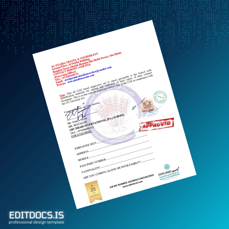 Editable United Arab Emirates Abu Dhabi International Pvt School Employment Verification Letter Template in Word and PDF formats page 6 Page Preview - EditDocs