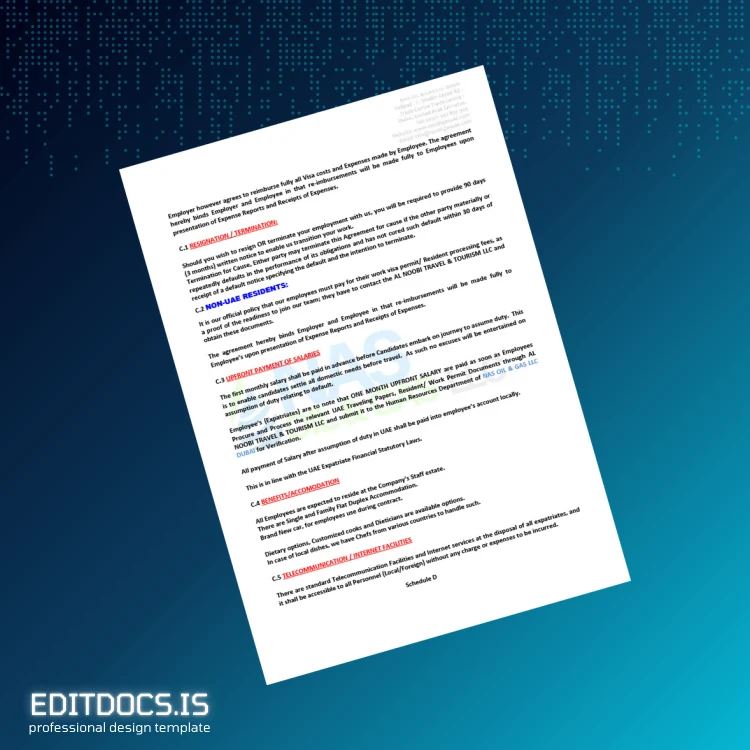 Editable United Arab Emirates Nas Oil Gas LLC Employment Verification Letter Template in Word and PDF formats page 3 Page Preview - EditDocs