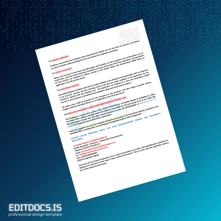 Editable United Arab Emirates Nas Oil Gas LLC Employment Verification Letter Template in Word and PDF formats page 4 Page Preview - EditDocs