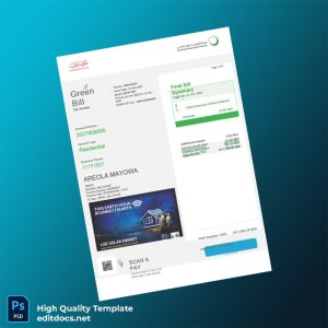 United Arab Emirates Dubai Electricity And Water Authority Editable Utility Bill Template in Word and PDF formats