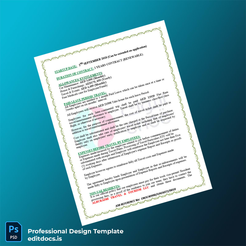 Editable United Arab Emirates Emirates National Oil Company LLC Employment Verification Letter Template in Word and PDF formats page 2 Page Preview - EditDocs