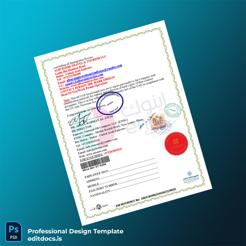 Editable United Arab Emirates Emirates National Oil Company LLC Employment Verification Letter Template in Word and PDF formats page 5 Page Preview - EditDocs