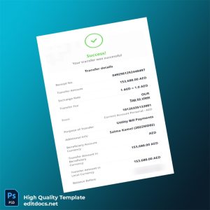 United Arab Emirates Gulf M-1 Editable Transfer Receipt Template in Word and PDF formats