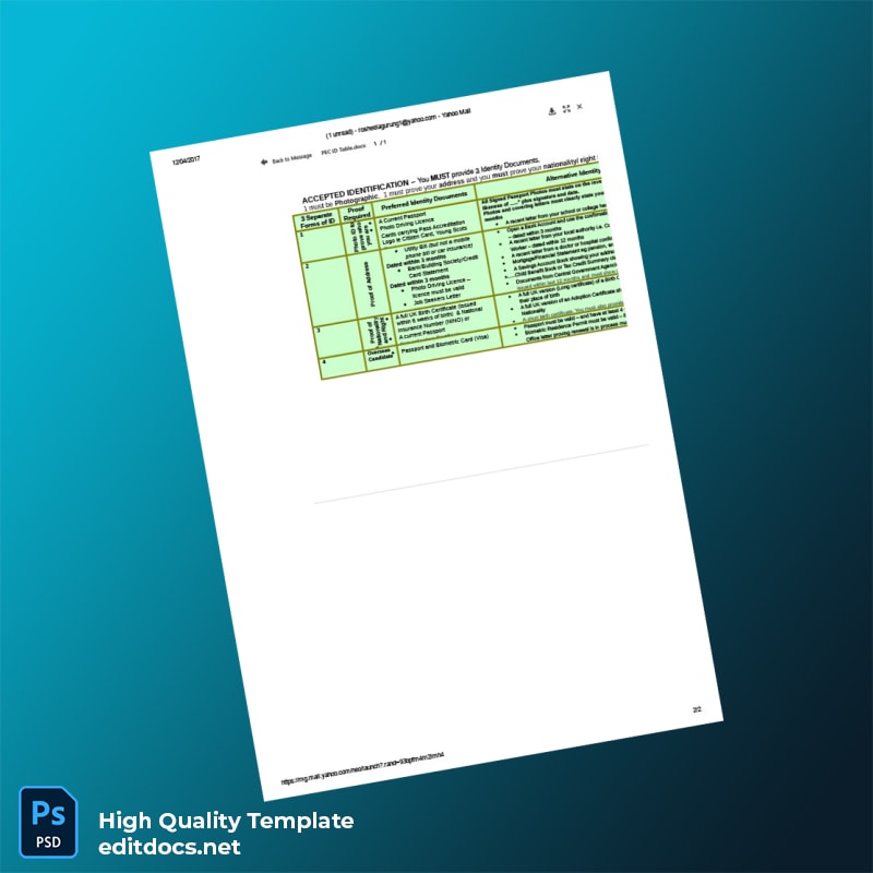 United Kingdom Army Editable Identity Document Template in Word and PDF formats page 2