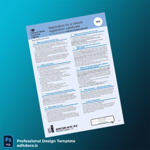 Editable United Kingdom DVLA Registration Certificate Template (Word&PDF) Page Preview