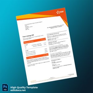 United Kingdom EDF Energy Editable Utility Bill Template in Word and PDF formats