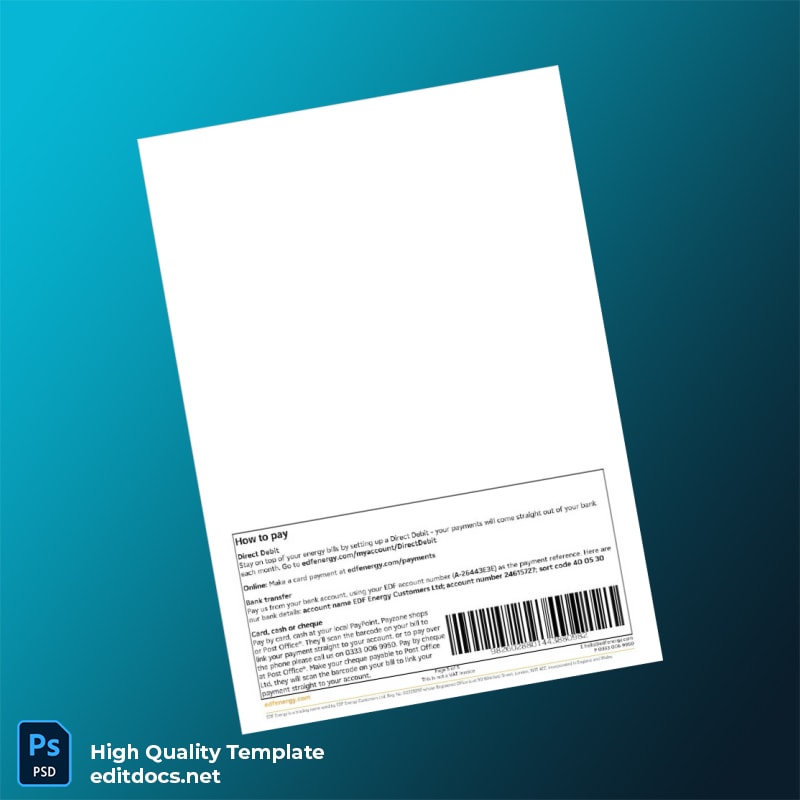 United Kingdom EDF Energy Editable Utility Bill Template in Word and PDF formats page 5