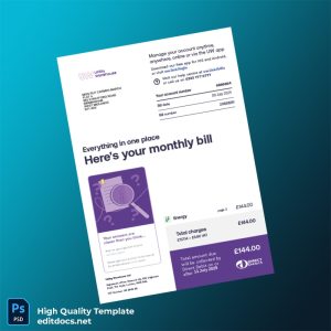 United Kingdom Editable Utility Bill Template in Word and PDF formats