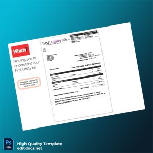 United Kingdom First Utility Editable Utility Bill Template in Word and PDF formats