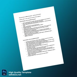 United Kingdom HM Revenue Customs Editable Proof Of Identity List Template in Word and PDF formats