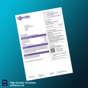 United Kingdom Huddle Energy Editable Utility Bill Template in Word and PDF formats