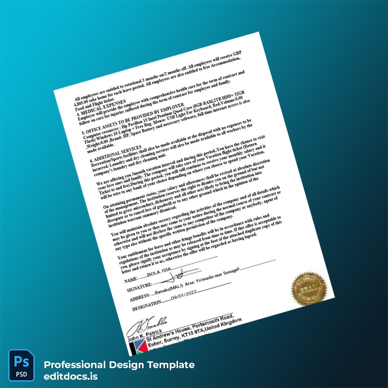 Editable United Kingdom Keltbray Group Employment Verification Letter Template in Word and PDF formats page 2 Page Preview - EditDocs