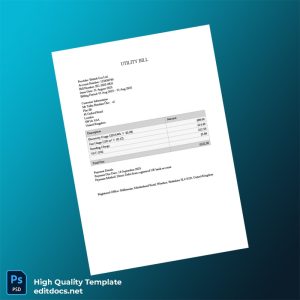United Kingdom Millstream Editable Utility Bill Template in Word and PDF formats