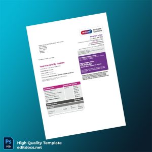 United Kingdom Npower Business Solutions Editable Electricity Bill Template in Word and PDF formats